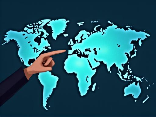 A person pointing to a world map